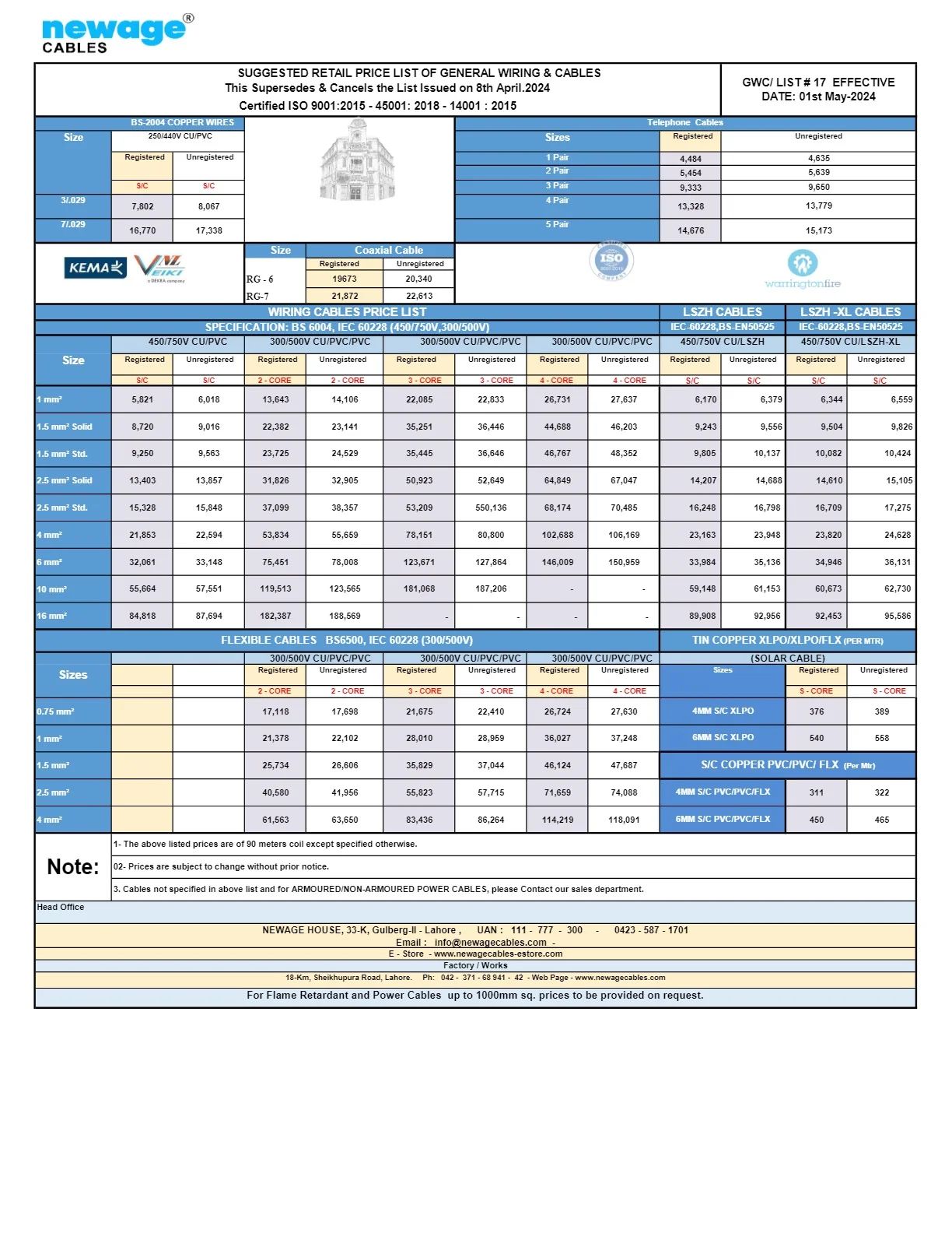 Rate List Newage Cables No 1 Cables In Pakistan Largest Cable newage-cables-price-list-facebook